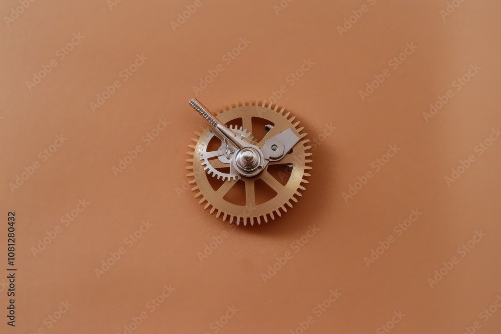 An elegant gear with intricate metalwork rests on a muted brown background, symbolizing precision and design. An elegant gear with intricate metalwork rests on a muted brown background, symbolizing precision and design.