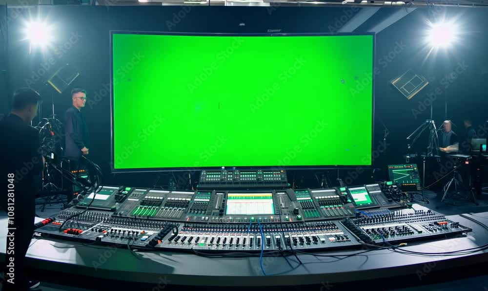 vibrant energy in a news studio utilizing a green screen for broadcasts vibrant energy in a news studio utilizing a green screen for broadcasts