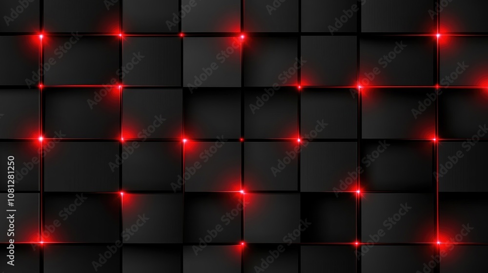 Abstract Black and Red Square Pattern Featuring Glowing Red Dots, Ideal for Tech, Digital, or Modern Design Themes for Backgrounds and Visual Projects Abstract Black and Red Square Pattern Featuring Glowing Red Dots, Ideal for Tech, Digital, or Modern Design Themes for Backgrounds and Visual Projects