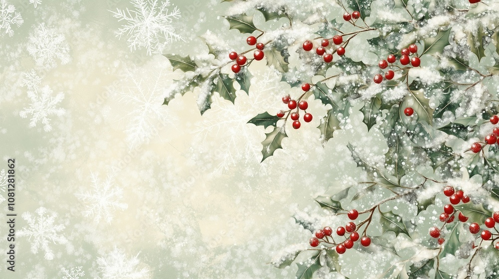 Calm Mint Green Background with White Frosted Branches Calm Mint Green Background with White Frosted Branches