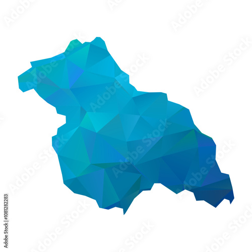 Map of Kashmir - Blue Geometric Rumpled Triangular , Polygonal Design For Your. Vector illustration eps 10. 