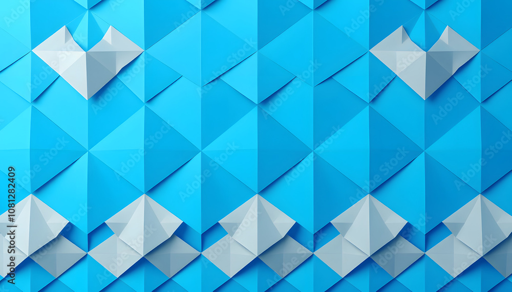 Abstract blue cubic patterned background, origami Abstract blue cubic patterned background, origami