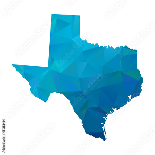 Map of Texas - Blue Geometric Rumpled Triangular , Polygonal Design For Your. Vector illustration eps 10.	
