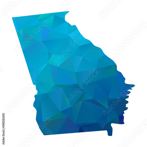 Map of Georgia - Blue Geometric Rumpled Triangular , Polygonal Design For Your. Vector illustration eps 10.	
