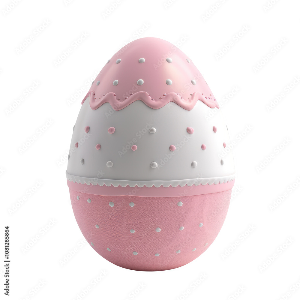 Elegant pink velvet Easter egg with white decorative accents for festive celebrations Elegant pink velvet Easter egg with white decorative accents for festive celebrations