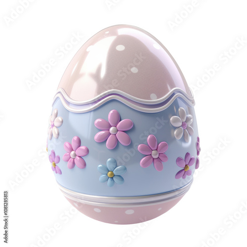 Pastel Easter egg with floral designs and velvet accents for spring photo