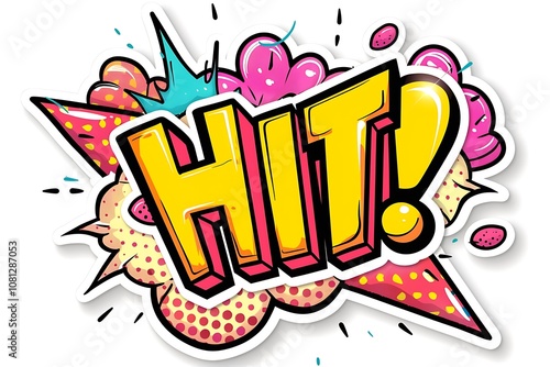 Hit text Comic book style word on a white background. Vector illustration.