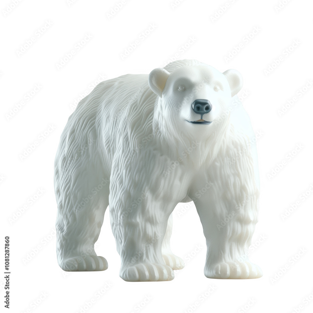Frosted polar bear icon standing proudly against a minimalist backdrop Frosted polar bear icon standing proudly against a minimalist backdrop