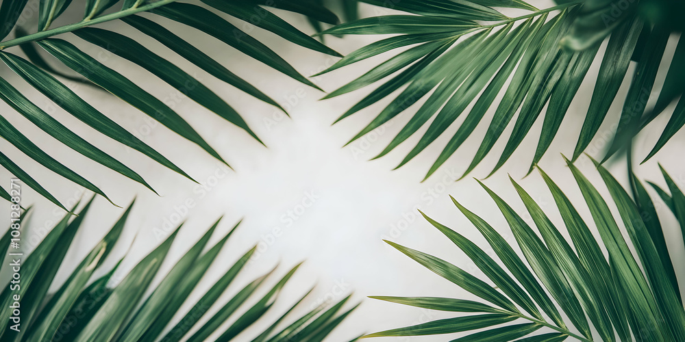 Tropical theme with palm leaf design for a fresh getaway vibe . 4k image Tropical theme with palm leaf design for a fresh getaway vibe . 4k image
