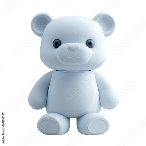 Frosted teddy bear icon standing with charming expression and soft features