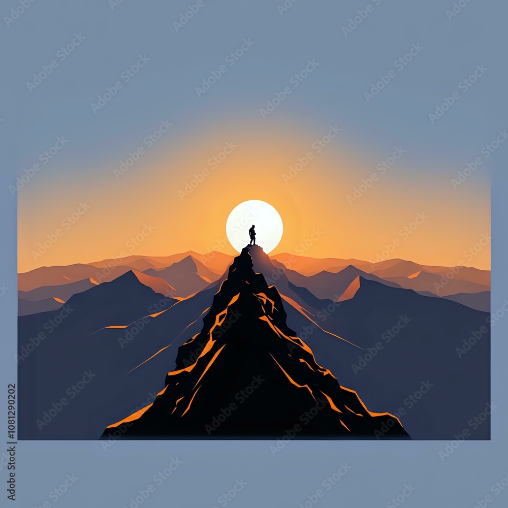 Sunset Solitude: Silhouette at Peak Sunset Solitude: Silhouette at Peak