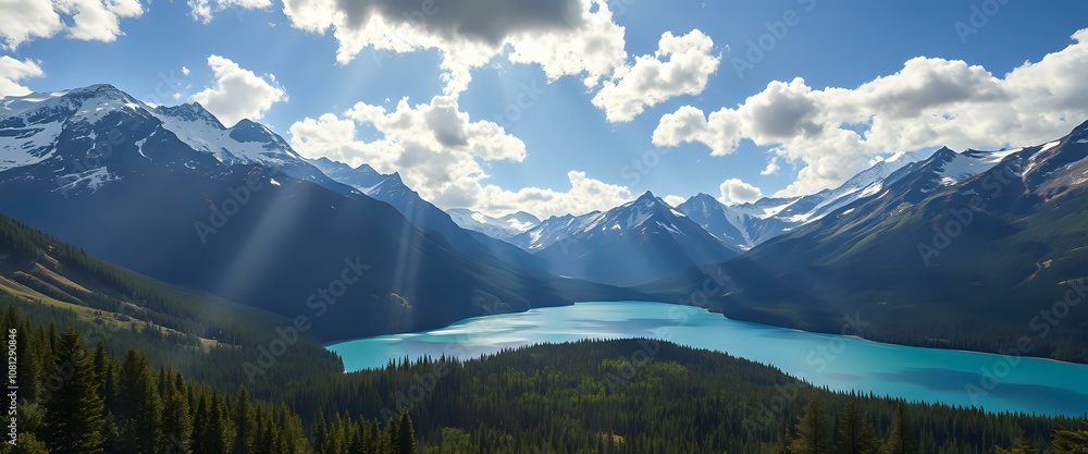Majestic Mountain Range & Lake Panorama Majestic Mountain Range & Lake Panorama