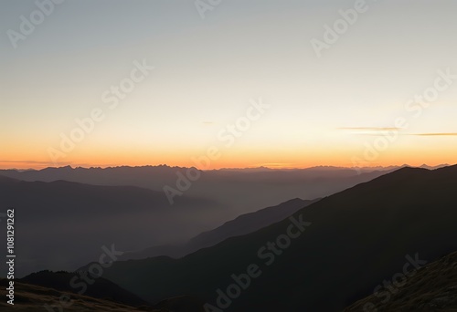 Warm Sunrise Over Majestic Mountains - Minimalist Nature Scene