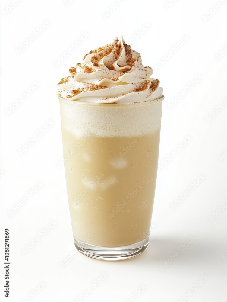 Delight in a creamy coffee beverage topped with whipped cream and spices Delight in a creamy coffee beverage topped with whipped cream and spices