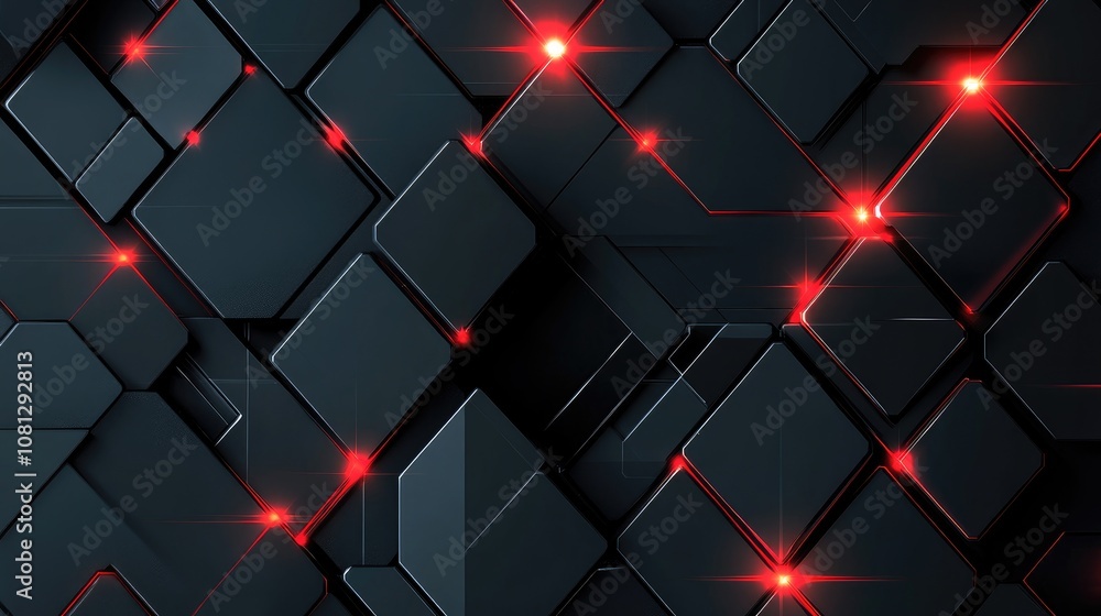 Abstract background featuring dark textured squares with soft glowing red lights, creating a futuristic and dynamic appearance suitable for various design applications. Abstract background featuring dark textured squares with soft glowing red lights, creating a futuristic and dynamic appearance suitable for various design applications.