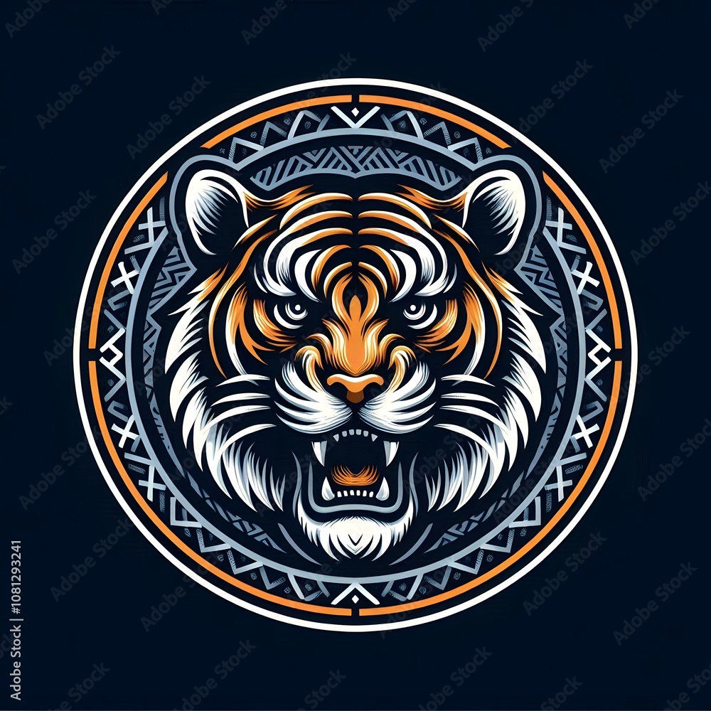 A minimalist digital portrait of a tiger, its gaze intense and unwavering. A minimalist digital portrait of a tiger, its gaze intense and unwavering.