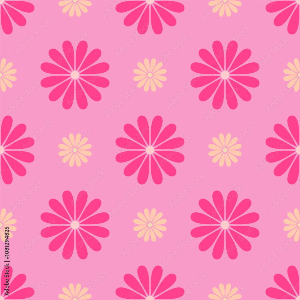 Japanese minimalist pink flowers seamless pattern tile. Vector repeating pattern. Folk motifs endless pattern Japanese minimalist pink flowers seamless pattern tile. Vector repeating pattern. Folk motifs endless pattern