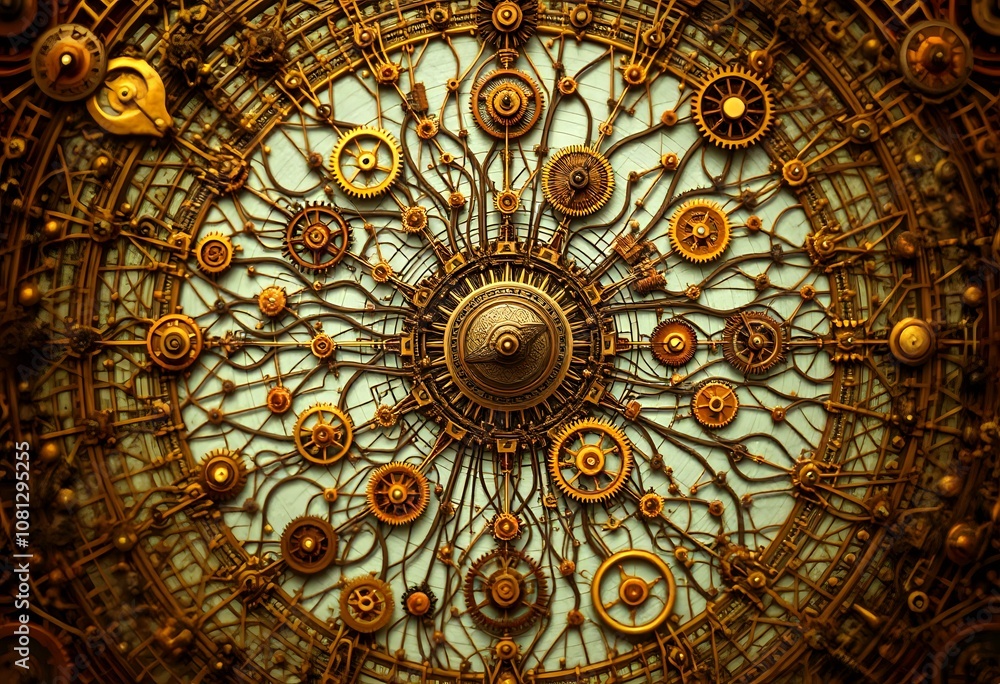 Steampunk Gear & Stars Data Visualization - Intricate Mechanical Art Steampunk Gear & Stars Data Visualization - Intricate Mechanical Art