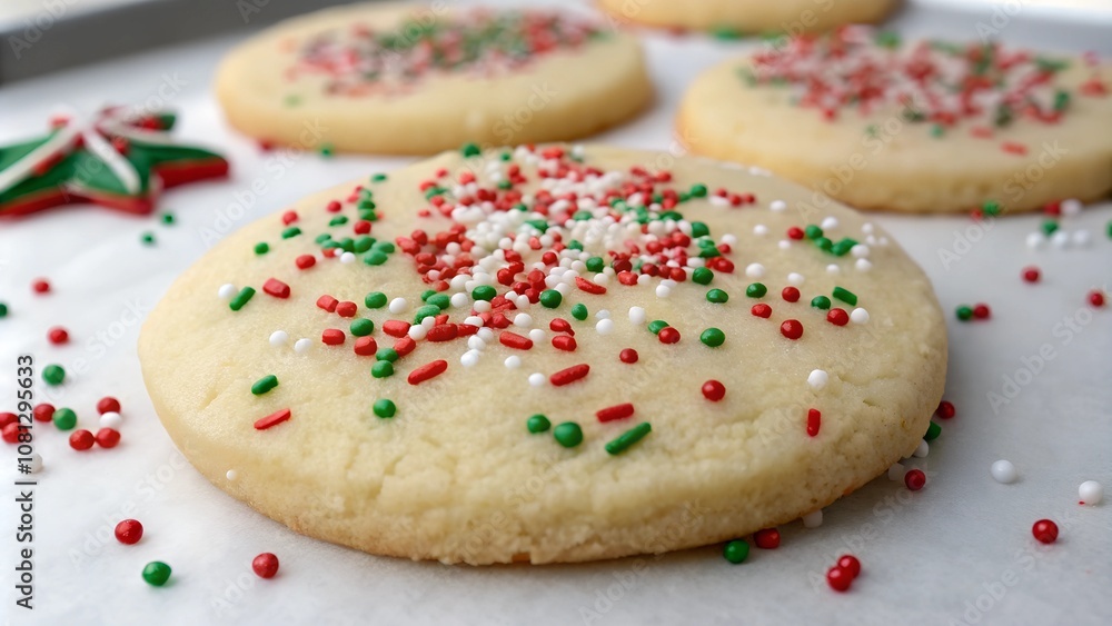 Christmas cookie with holiday sprinkles Christmas cookie with holiday sprinkles
