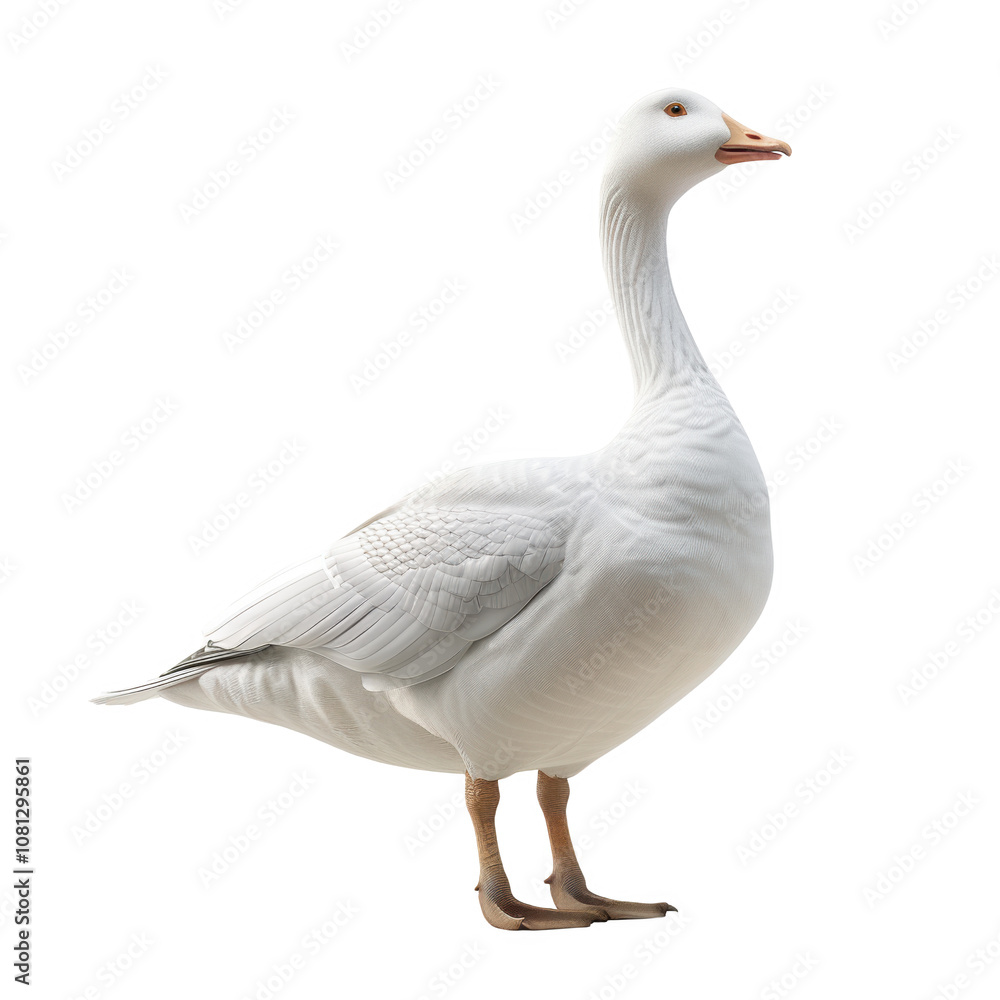 Fototapeta premium A frosted goose waddling gracefully in the yard during winter daylight