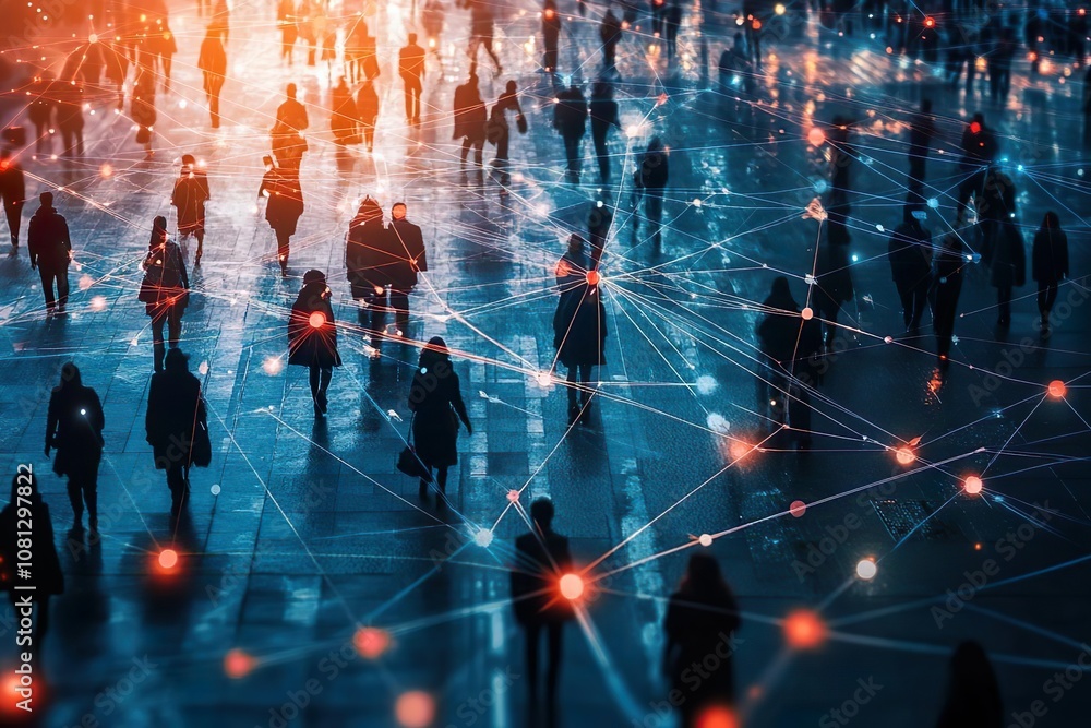 Obraz premium A network for education, mixed group and positive sentiment