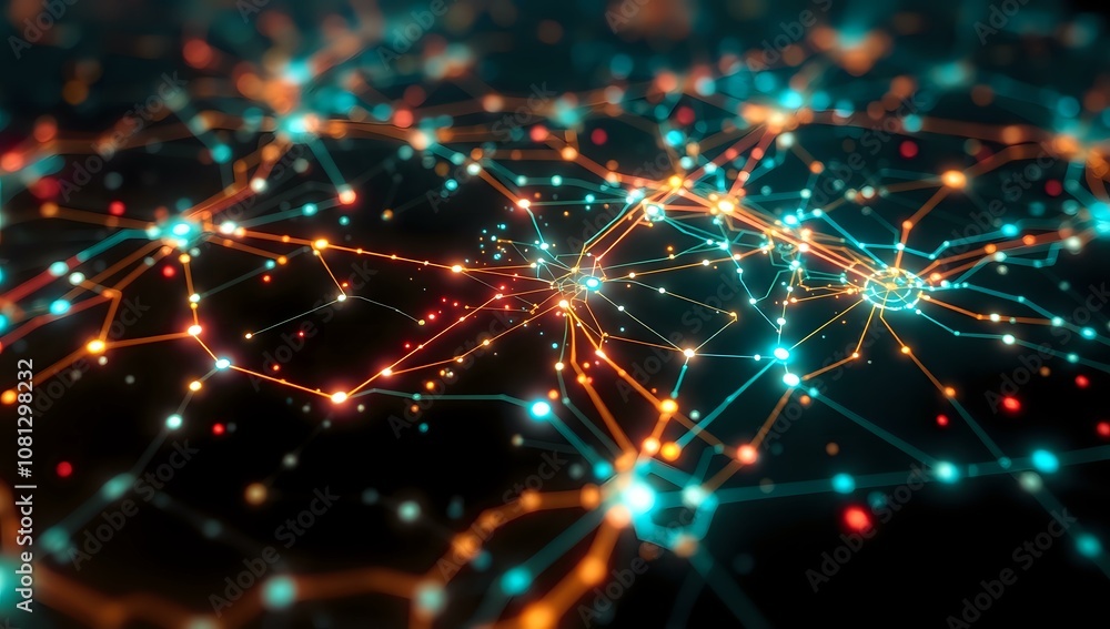 Cyberpunk City Grid - Neon Blue & Orange Network, Intricate Pattern Cyberpunk City Grid - Neon Blue & Orange Network, Intricate Pattern