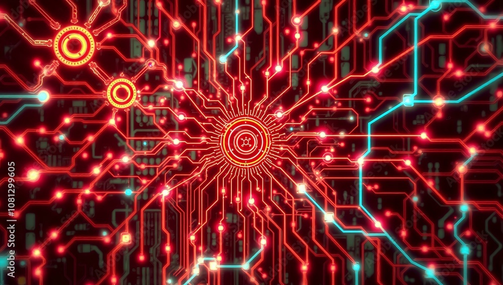 Neon Circuit Webs: Steampunk Cyberpunk Data Visualization Neon Circuit Webs: Steampunk Cyberpunk Data Visualization