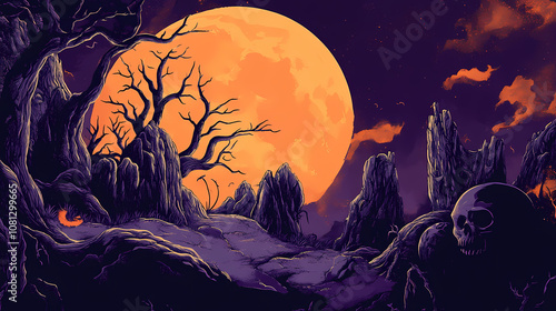 Create a background of a spooky witch s lair with space for text. Phantasm. Illustration photo