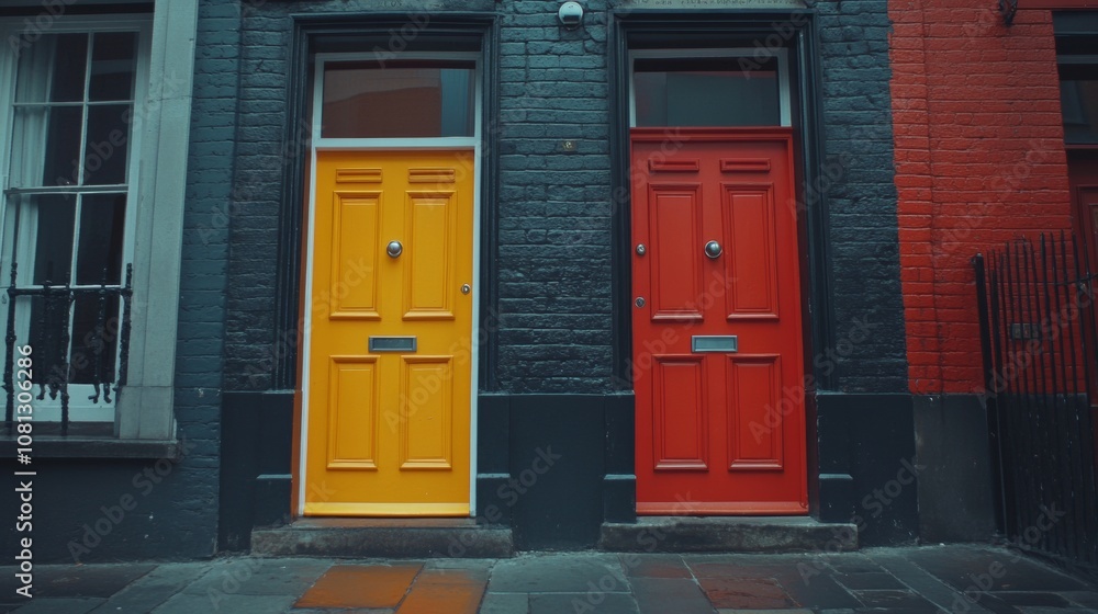 yellow and red doors