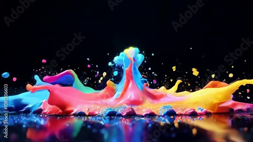 4k Abstract colorful explosions of paints in rainbow tones video animation