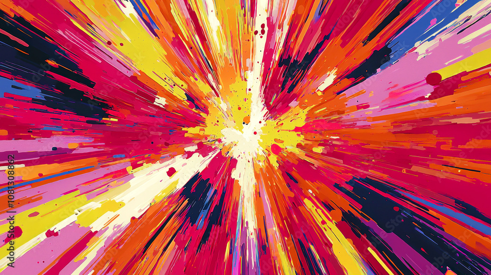 Abstract background with colorful lines radiating outward from the center. Abstract background with colorful lines radiating outward from the center.
