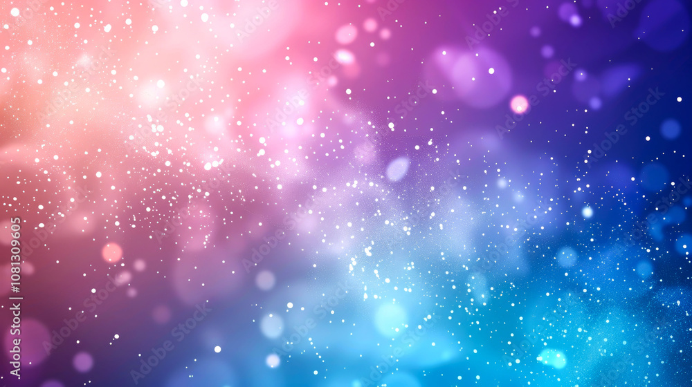 Abstract blurred background with colorful bokeh lights and white particles. Abstract blurred background with colorful bokeh lights and white particles.