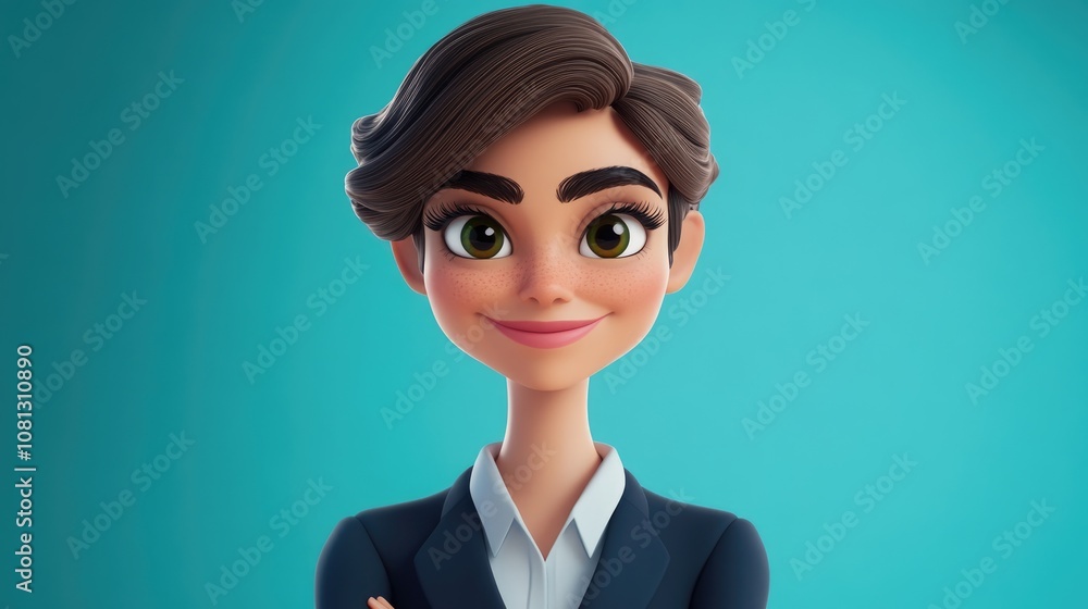 Smiling businesswoman in a professional setting showcasing confidence and approachability Smiling businesswoman in a professional setting showcasing confidence and approachability
