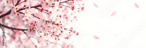 Pink sakura petals falling gracefully creating a dreamy background, cherry blossom, pink, pastel