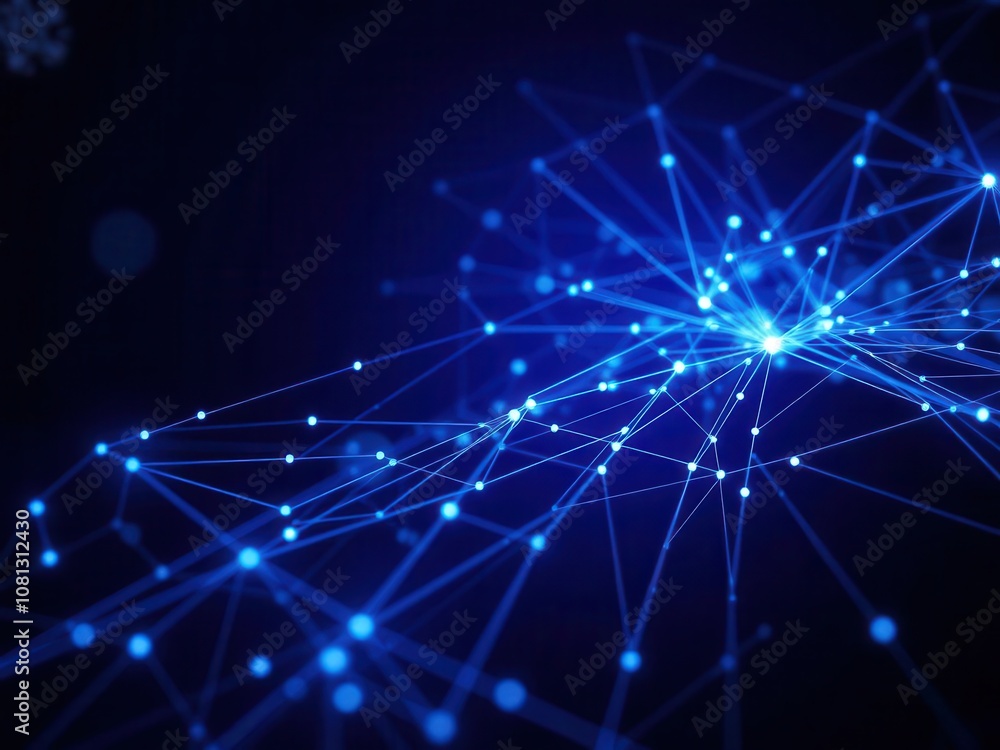 A close-up shot of a network of glowing digital nodes interconnected with lines, representing a complex and modern digital network system, digital, communication, advanced A close-up shot of a network of glowing digital nodes interconnected with lines, representing a complex and modern digital network system, digital, communication, advanced