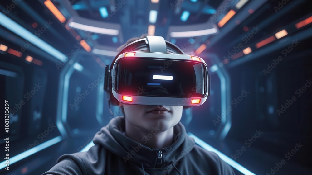 A futuristic virtual reality headset on a white background, with digital graphics and light effects, VR, digital world, future technology A futuristic virtual reality headset on a white background, with digital graphics and light effects, VR, digital world, future technology