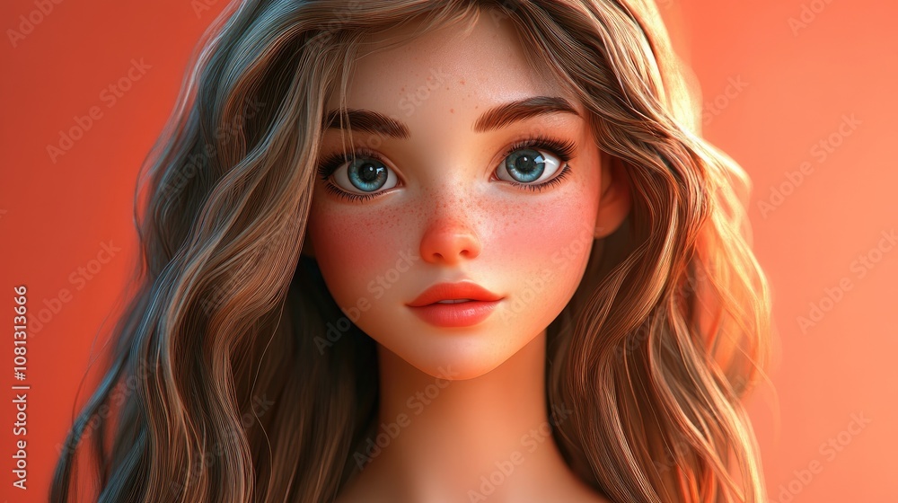 Portrait of an attractive young woman with flowing hair and expressive eyes showcasing beauty and confidence Portrait of an attractive young woman with flowing hair and expressive eyes showcasing beauty and confidence