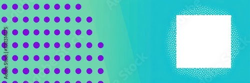 Abstract halftone white background with dots in shades of blue, green, and purple, purple, three colors