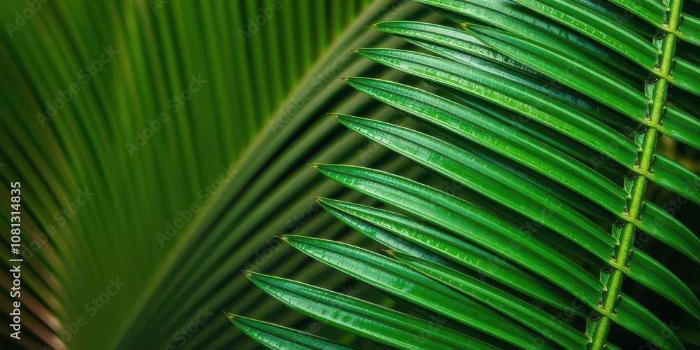 Close up of a lush tropical green palm leaf texture, showcasing intricate details and natural beauty, texture, close up, botany Close up of a lush tropical green palm leaf texture, showcasing intricate details and natural beauty, texture, close up, botany