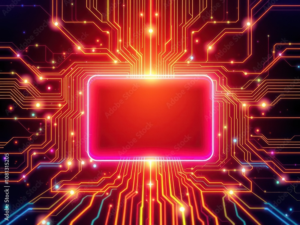 Obraz premium Abstract image of colorful digital lines on a dark background, internet, connection, design