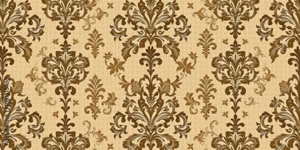Elegant and intricate damask seamless pattern with floral motifs and ornate design, fabric, fashion Elegant and intricate damask seamless pattern with floral motifs and ornate design, fabric, fashion