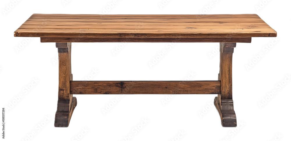 Wooden oak table with legs on a transparent background. isolated background. Wooden oak table with legs on a transparent background. isolated background.