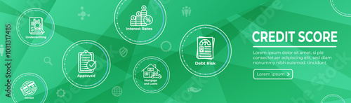 Credit Score for Loan Refinance or Application Icon Set and Web Banner