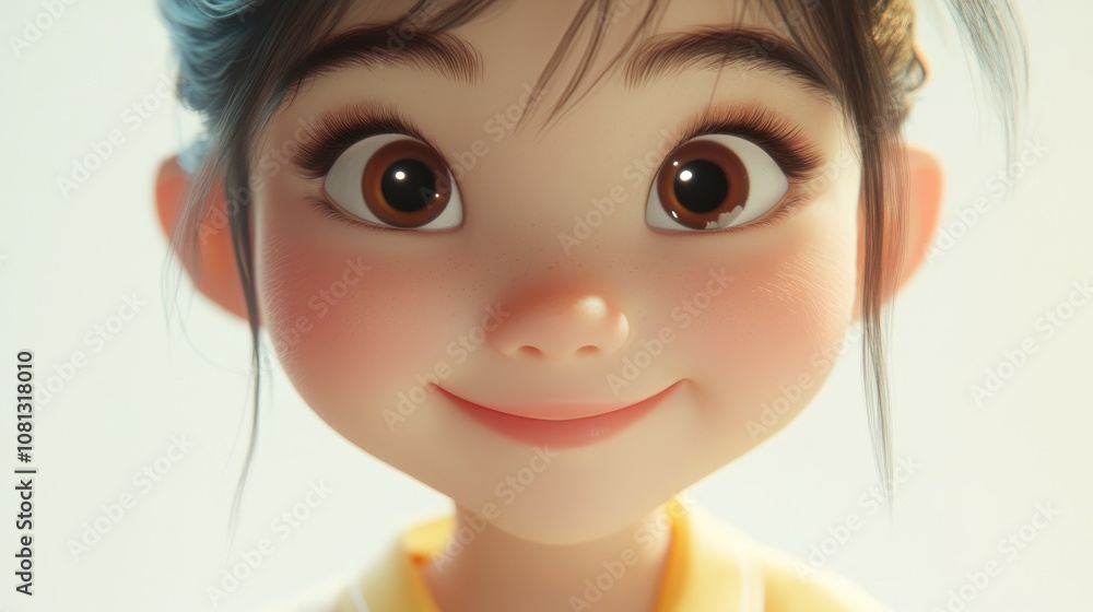 Close up of a beautiful little girl with a joyful smile showcasing the essence of childhood and fashion on a clean white background Close up of a beautiful little girl with a joyful smile showcasing the essence of childhood and fashion on a clean white background