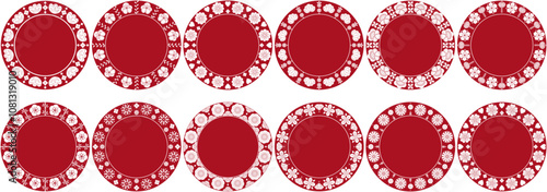 Set of decorative round mandalas in traditional chinese style with copy space. Red and white Lunar new year theme vector