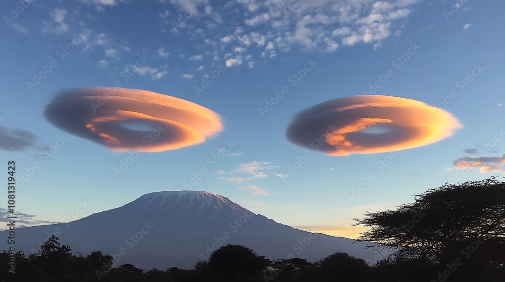 Mystical clouds hovering over Kilimanjaro’s peak Mystical clouds hovering over Kilimanjaro’s peak