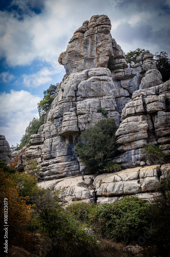 Rock formations with curious shapes in the Torcal de Antequera in the province of Malaga