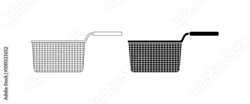 deep fat fryer icon set isolated on white background