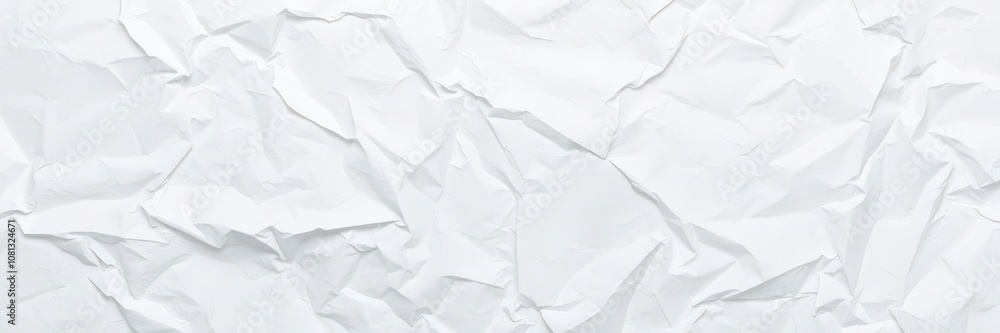 Close-up of crumpled white paper texture, background, sheet, detail Close-up of crumpled white paper texture, background, sheet, detail