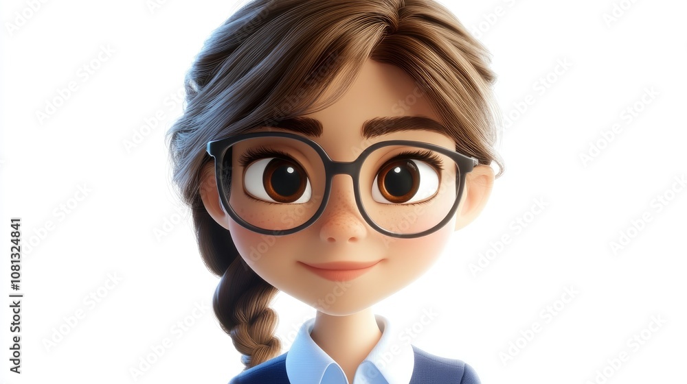 Elegant businesswoman wearing stylish glasses against a clean white background ideal for professional branding and corporate marketing Elegant businesswoman wearing stylish glasses against a clean white background ideal for professional branding and corporate marketing